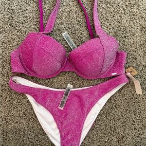 PINK Victoria's Secret Shimmery Hot Pink Bikini Set